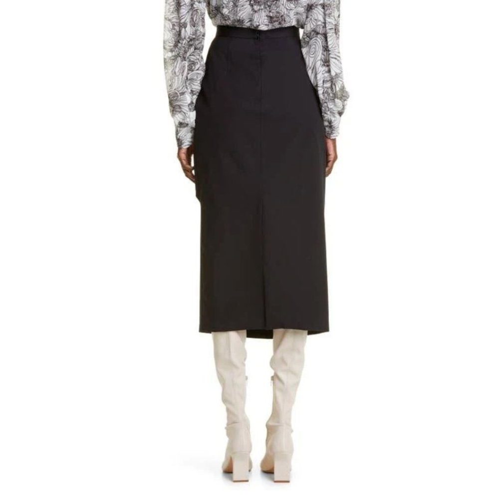 Auc NWT Dries Van Noten Salfa Draped gabardine Midi Black Skirt - Picture 5 of 14